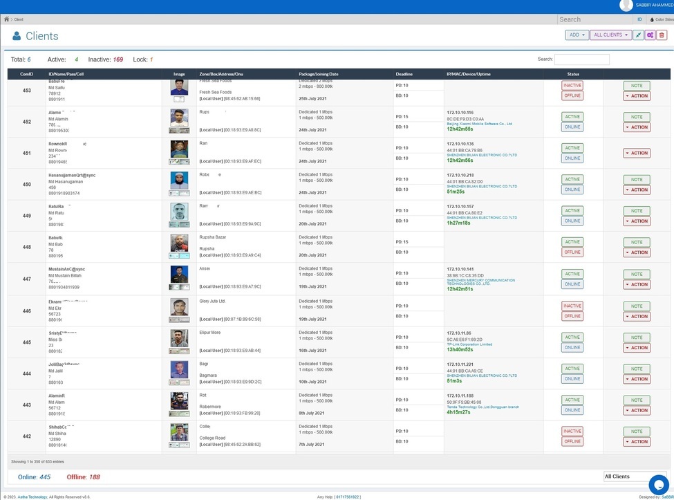 TIS Clients management - PPPoE and Queue client list